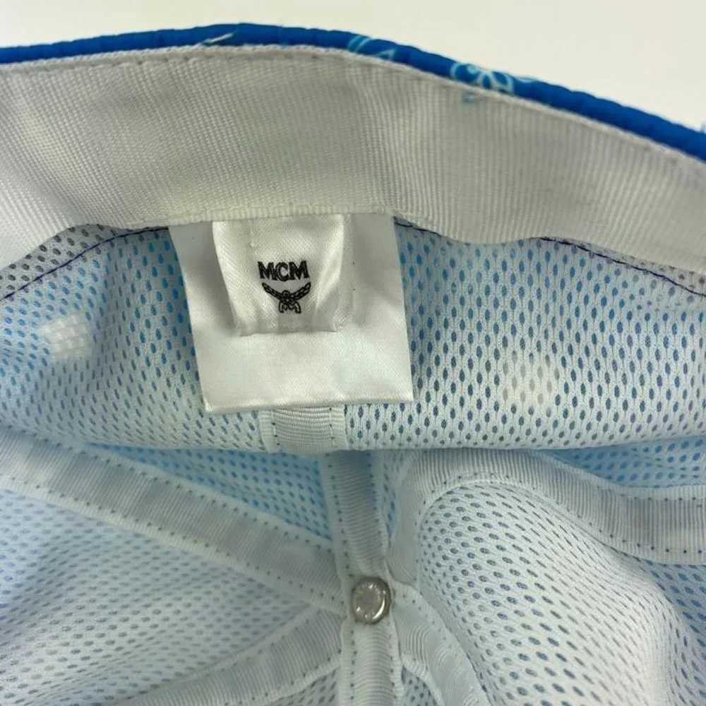 MCM Blue Monogram Visetos Log Baseball Cap Hat